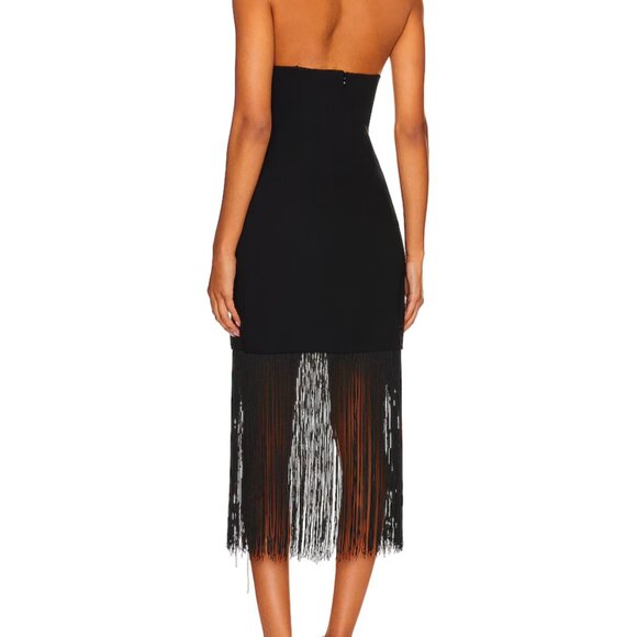 COPY - Revolve Puzzle Strapless With Fringe Dress Black - Picture 2 of 2